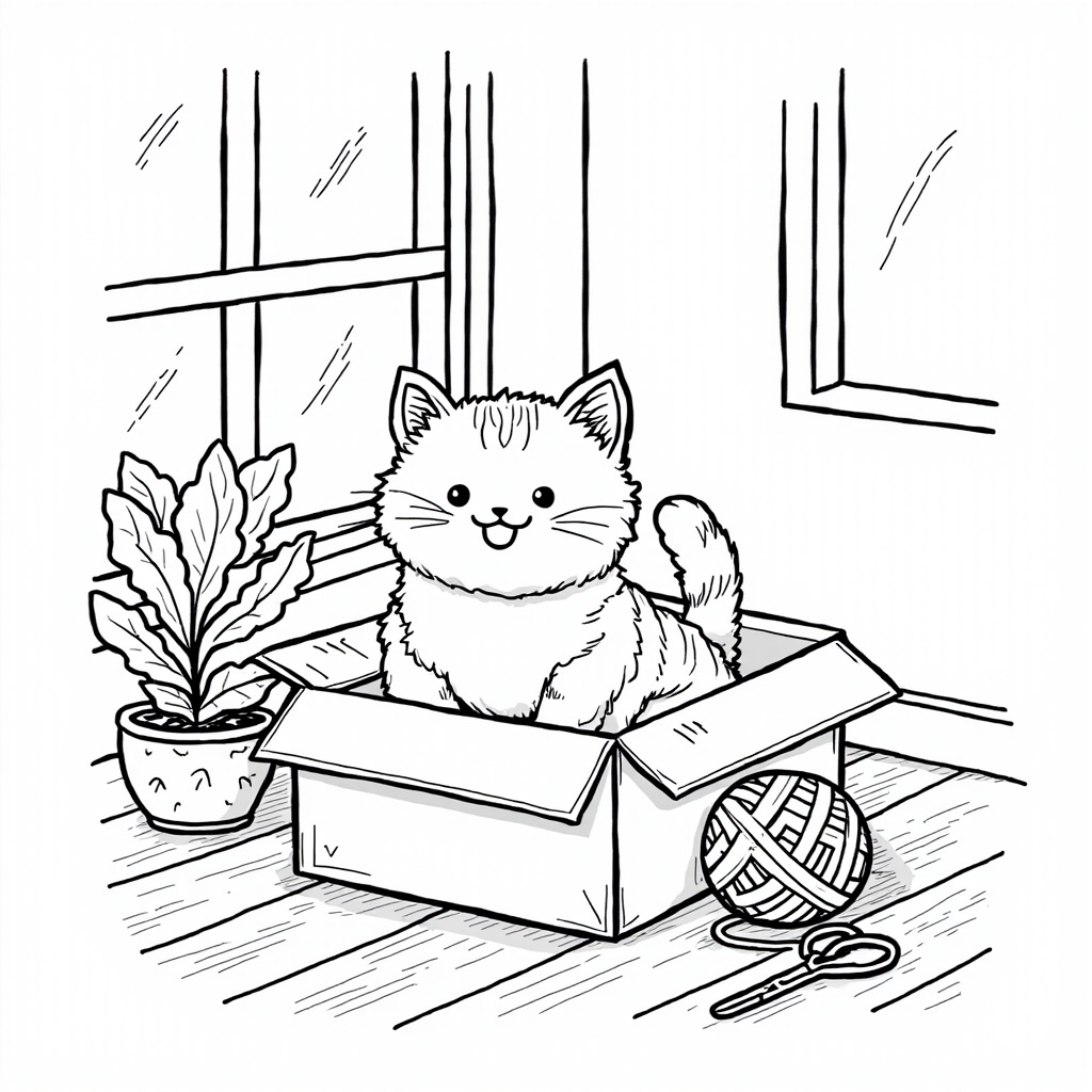 Cat sitting in a cardboard box