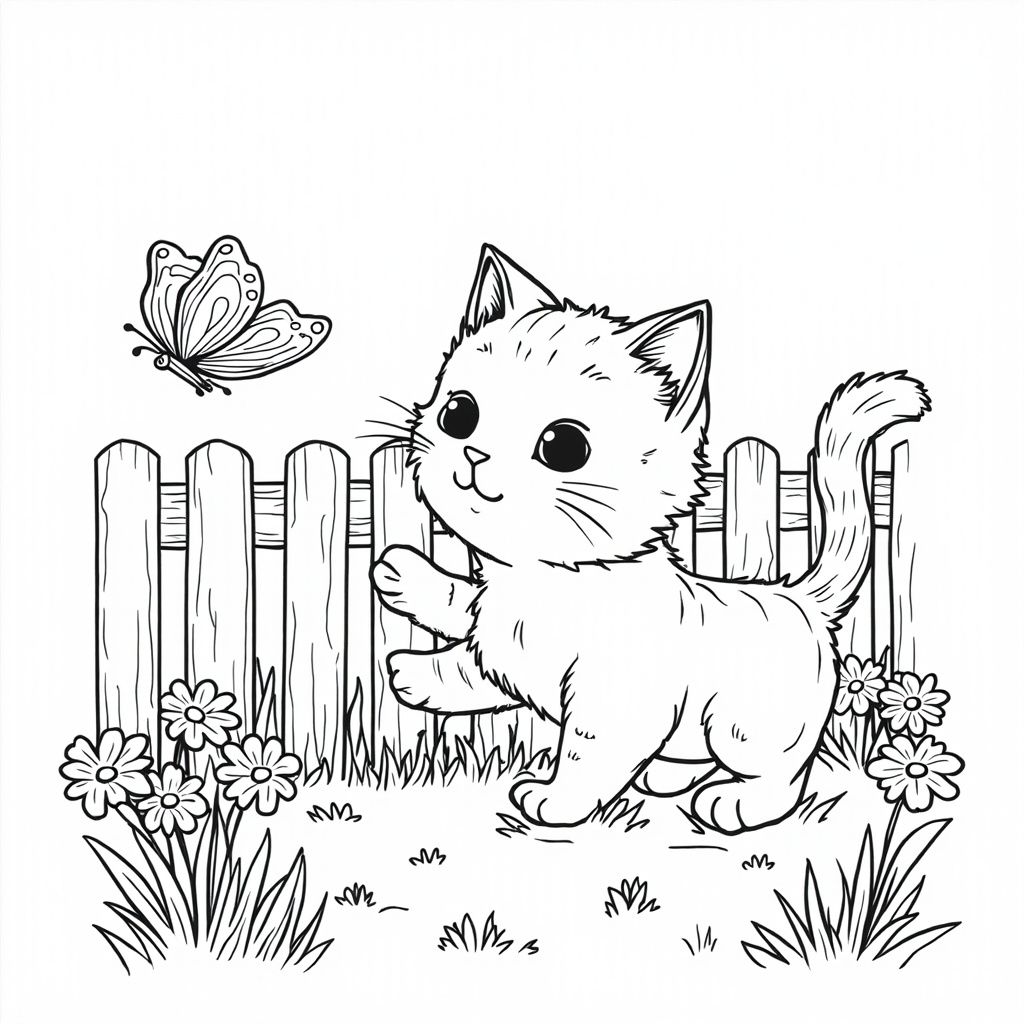 Cat chasing a butterfly