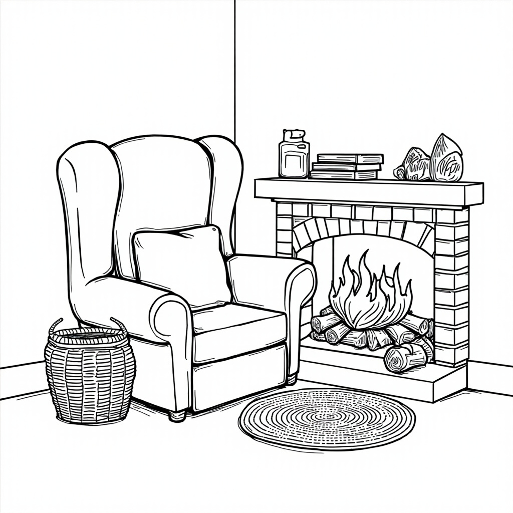 Fireplace nook with an armchair