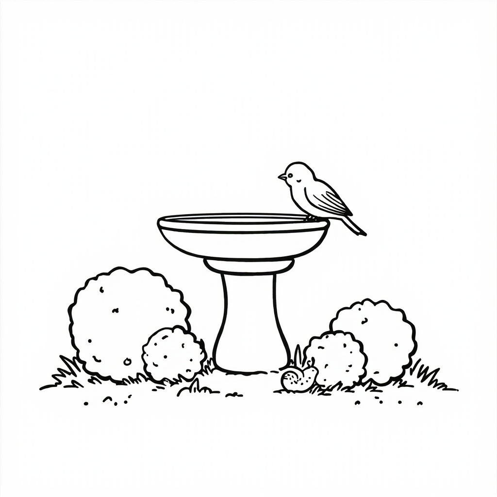 Bird bath with a small bird