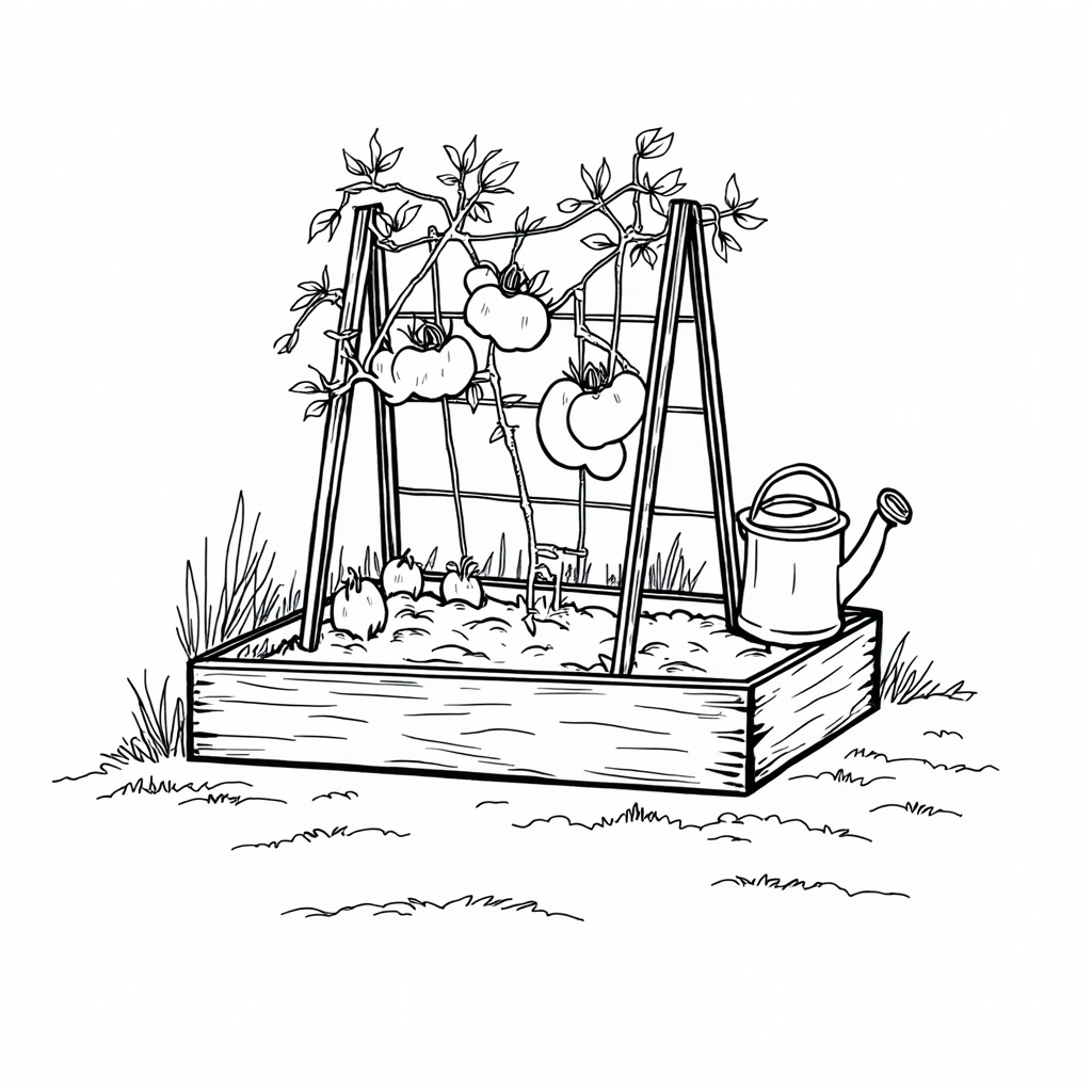 Tomato vines on a trellis