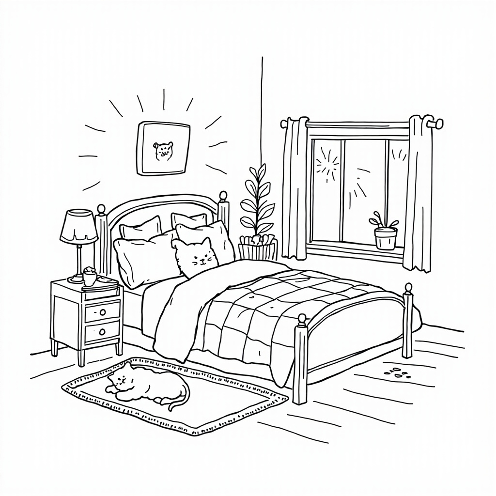 Cozy bedroom in morning light